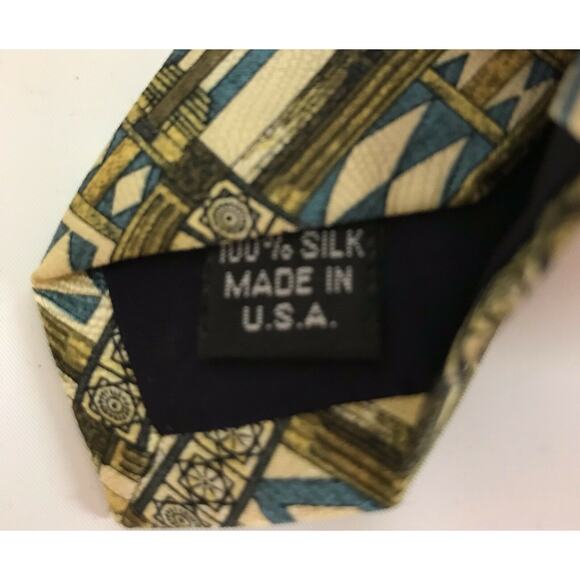 Structure Mens Necktie 100% Silk Brown Blue Beige - Picture 5 of 6